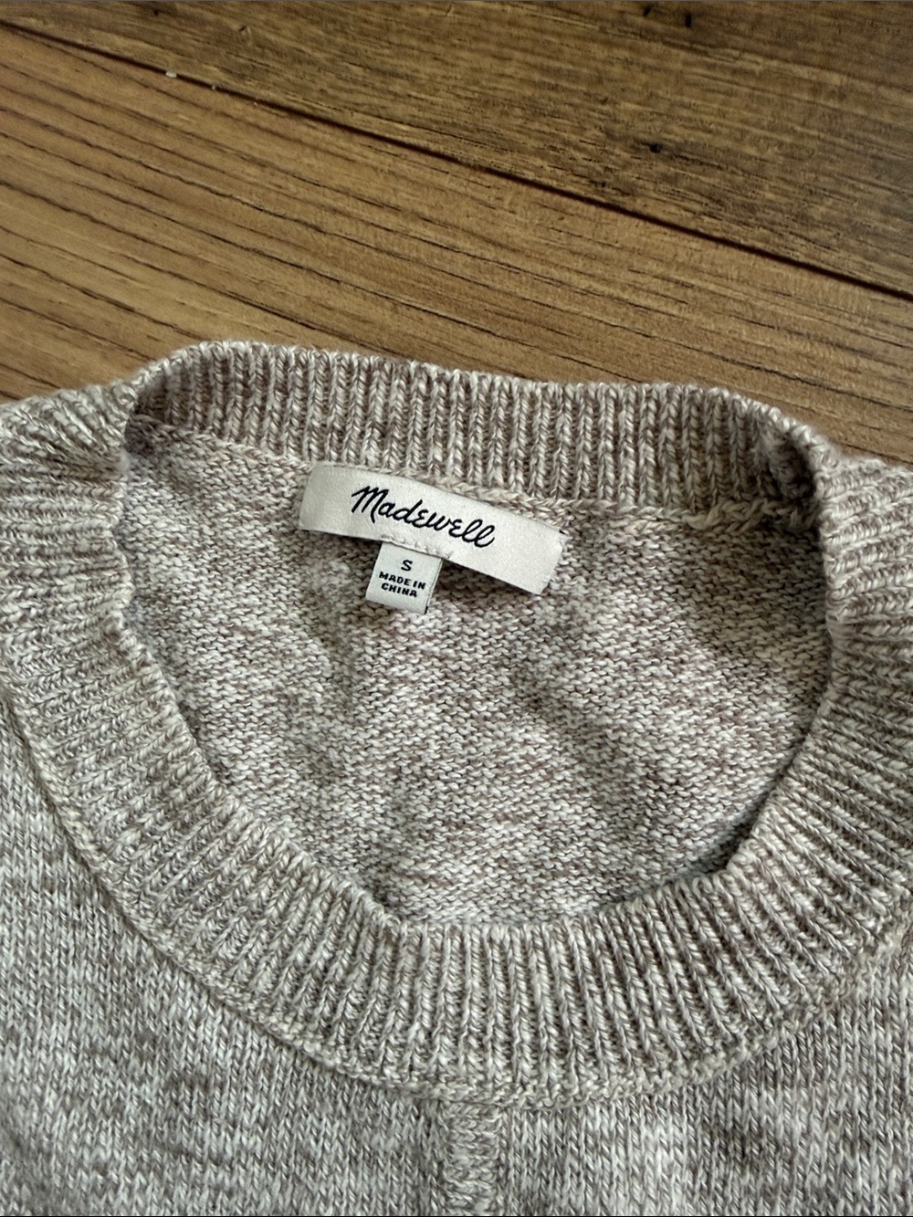 Madewell Heather Oatmeal Tie-Front Short Sleeve Knit Top - Picture 3 of 4